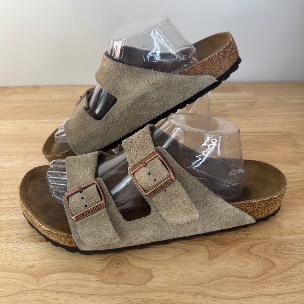 Birkenstock Arizona Soft Footbed Sandals Men 10 EU 43 Taupe Suede Slides 13014